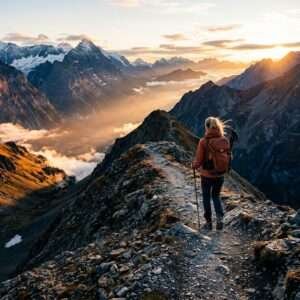 High contrast mountain hiking outdoor adventure